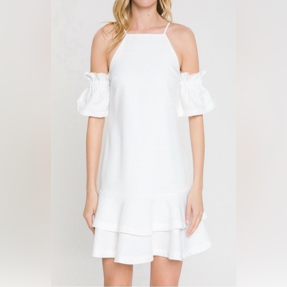 Endless Rose White Haltered Cold Shoulder Dress